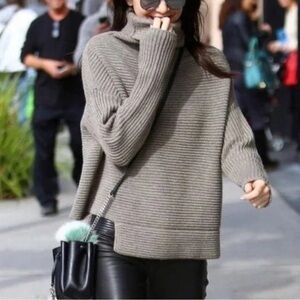 Aritzia Babaton Mika Wool and Cashmere Turtleneck Ribbed Knit Sweater